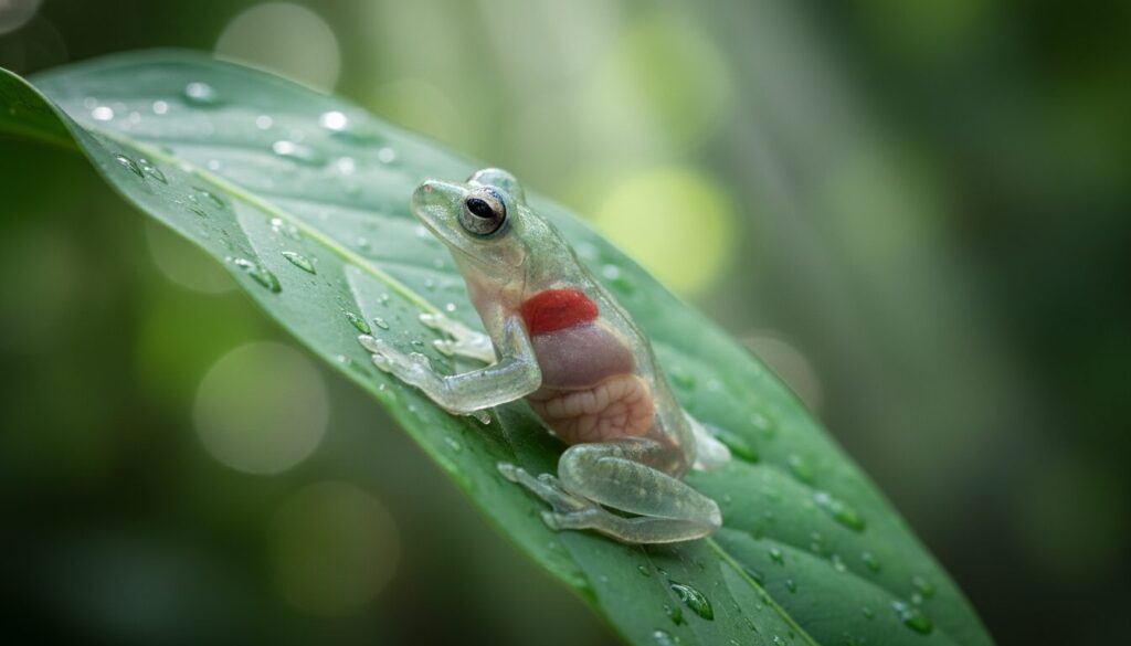 découvrez comment les grenouilles de verre utilisent leur transparence unique pour se fondre parfaitement dans leur environnement et échapper aux prédateurs.