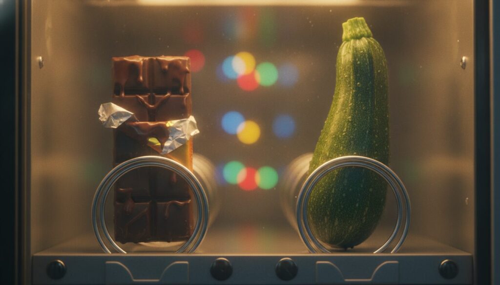 découvrez l'histoire surprenante d'un distributeur automatique qui a confondu chocolat et courgette, entraînant des surprises inattendues pour les utilisateurs.