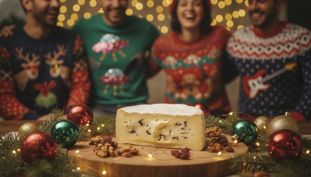 découvrez notre défi gourmand et festif avec un brie à la truffe exceptionnel accompagné de pulls de noël insolites pour une ambiance chaleureuse et originale.