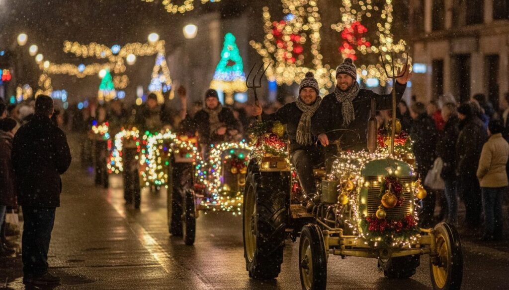 découvrez la parade de noël originale des agriculteurs lozériens qui illumine les boulevards de mende avec ses chars décorés et son ambiance festive unique.
