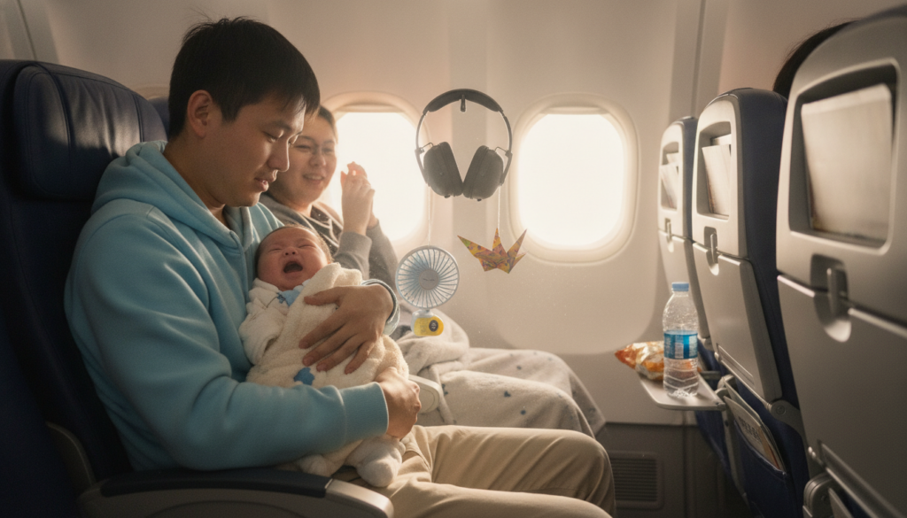 découvrez l'astuce originale d'un papa chinois pour calmer les pleurs de son bébé lors d'un vol, une méthode insolite qui fait sensation.